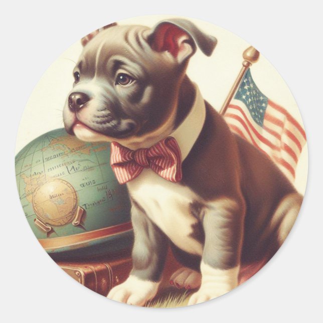 Adesivo Redondo Pit Bull Terrier Painting (Frente)