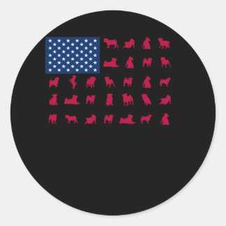 Adesivo Redondo Pitbull com a bandeira americana