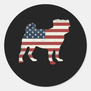 Adesivo Redondo Pitbull com bandeira dos EUA