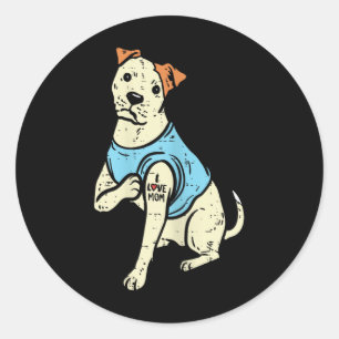 Adesivo Redondo Pitbull Eu Amo Mamãe Tatto Pittie Dog Proprietário