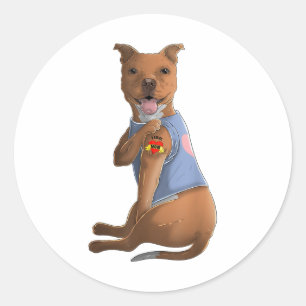Adesivo Redondo Pitbull Eu Amo Mamãe Tatuagem Camiseta de cão Mães