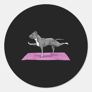 Adesivo Redondo Pitbull Fazendo Yoga Pitbull Engraçado Amante de C