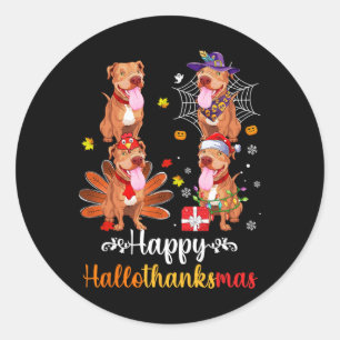 Adesivo Redondo Pitbull Lover Halloween Feliz Natal