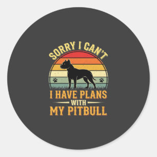Adesivo Redondo Pitbull Planeja Amante de Cão do Pôr do Sol Vintag