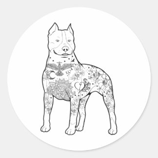 Adesivo Redondo Pitbull Tattoos Design Dog Formador Legal Pitbull 