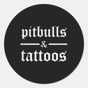 Adesivo Redondo Pitbulls E Tattoos Engraçados Proprietário De Cach
