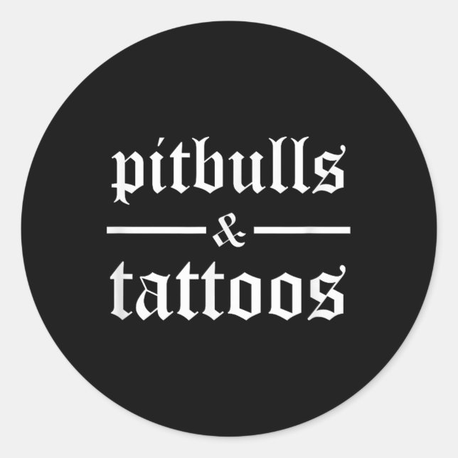 Adesivo Redondo Pitbulls E Tattoos Engraçados Proprietário De Cach (Frente)