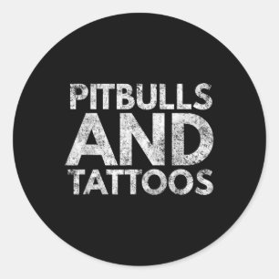 Adesivo Redondo Pitbulls E Tatuagens Novelty Cachorro Gift_3