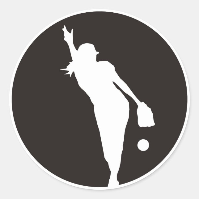Adesivo Redondo Pitcher Círculo de Softball (Frente)