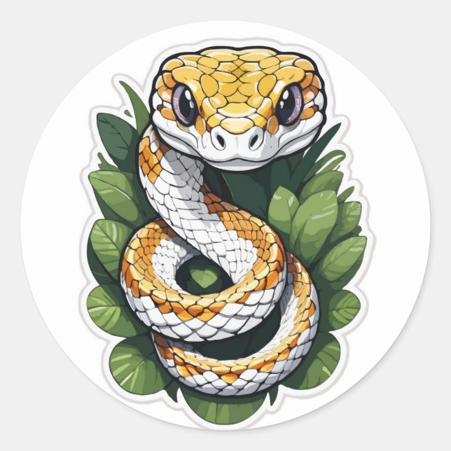 Adesivo Redondo Pithon Sticker Curioso - Uma Surpresa Slithering (Frente)
