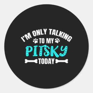 Adesivo Redondo Pitskies Pitbull Husky Mix Só Falando com Pitsky