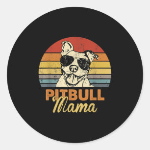 Adesivo Redondo Pittie Mama Pitbull Cachorro Mãe Dia de as mães En