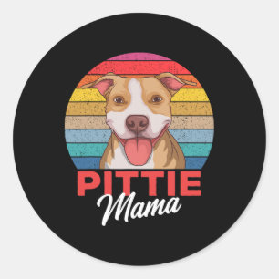 Adesivo Redondo Pittie Mama Pitbull Dog Mãe