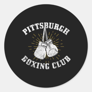 Adesivo Redondo Pittsburgh Boxing Club - Luvas Vi Em Boxing Em Des