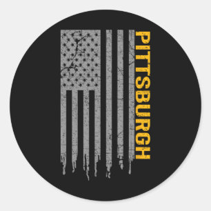 Adesivo Redondo Pittsburgh EUA Bandeira Patriota Americano De Pitt