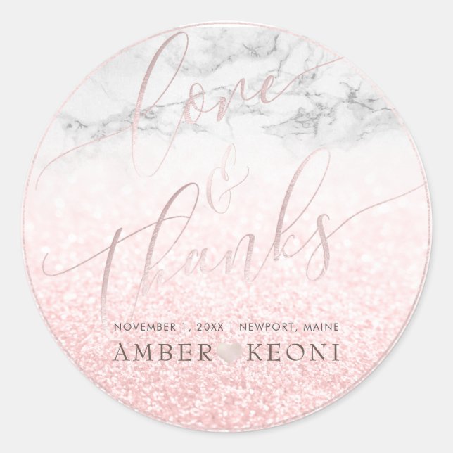 Adesivo Redondo PixDezine - Amor Rosa Iridescente Lente + Obrigado (Frente)