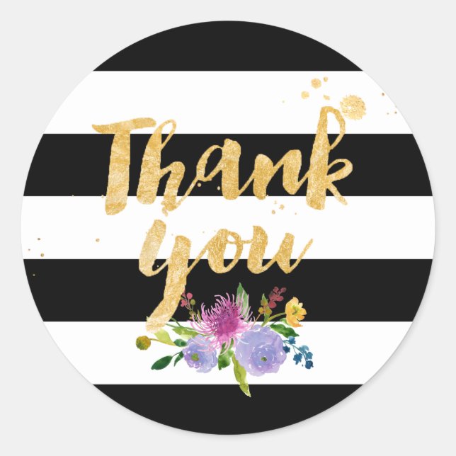 Adesivo Redondo PíxDezine aquarela floral/listras (Frente)