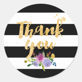 Adesivo Redondo PíxDezine aquarela floral/listras