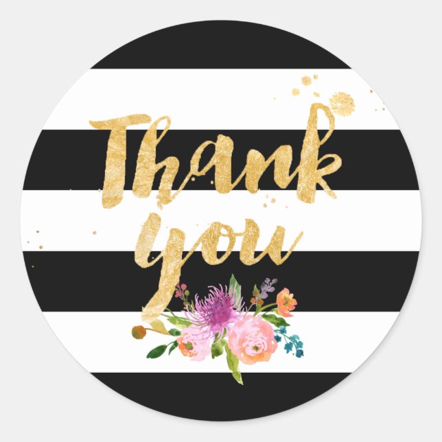 Adesivo Redondo PíxDezine aquarela floral/listras (Frente)