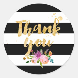 Adesivo Redondo PíxDezine aquarela floral/listras