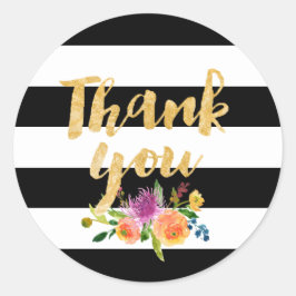 Adesivo Redondo PíxDezine aquarela floral/listras