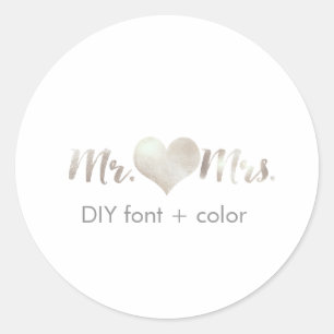 Adesivo Redondo PixDezine coração/mr&mrs/cor de fundo DIY