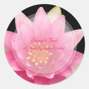 Adesivo Redondo PixDezine lótus rosa/cor personalizável