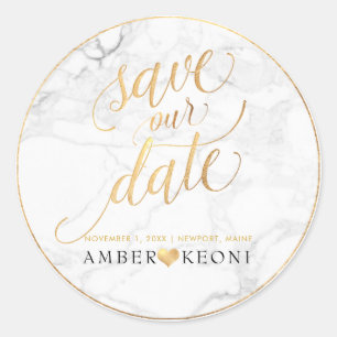 Adesivo Redondo PixDezine Marble/Faux Dourado Guarde nossa data