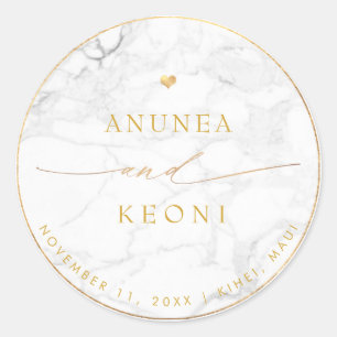 Adesivo Redondo PixDezine Marble Faux Dourado Heart Classic Round 