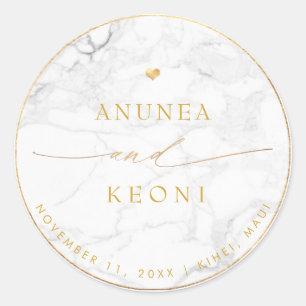 Adesivo Redondo PixDezine Marble Faux Dourado Heart Round Sti