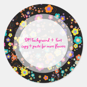 Adesivo Redondo PixDezine mod margaridas/cor de fundo DIY