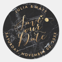 Adesivo Redondo PixDezine Save the Date/Mármore+Dourado Falso