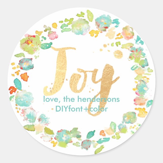 Adesivo Redondo PixDezine Sophie's jardim/Cor de Água Floral (Frente)