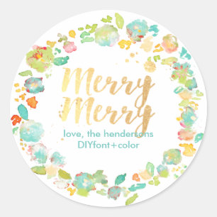 Adesivo Redondo PixDezine Sophie's jardim/Cor de Água Floral