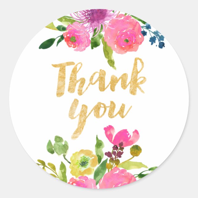 Adesivo Redondo PixDezine Watercolor - floral/ranúculo rosa (Frente)