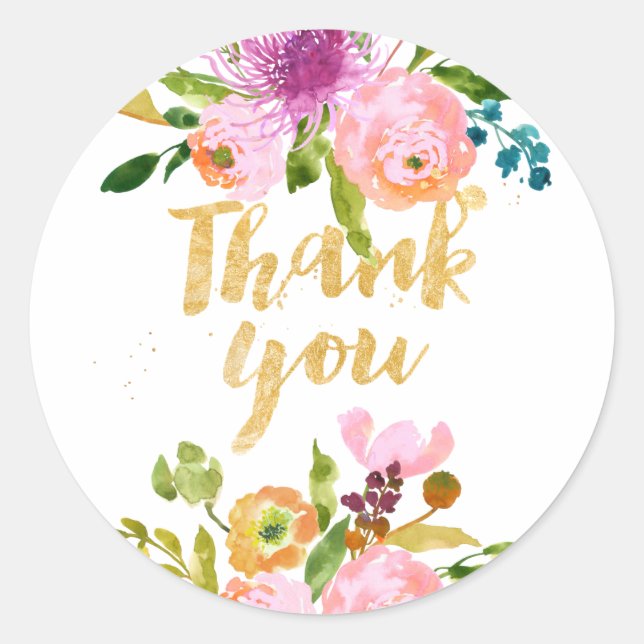 Adesivo Redondo PixDezine Watercolor - floral/ranúculo rosa (Frente)