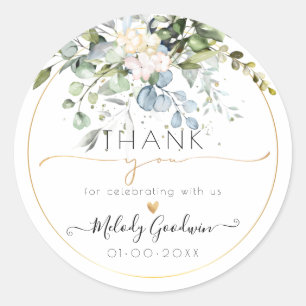 Adesivo Redondo PixDezines Aquarela Goma Azul Rústica Eucalyptus