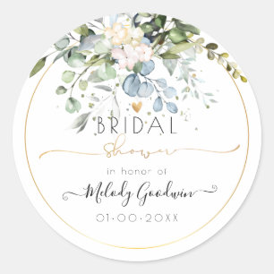 Adesivo Redondo PixDezines Aquarela Rústica Eucalipto Goma Azul