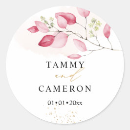 Adesivo Redondo PixDezines Aquarela Simples Folha de Eucalipto Ros