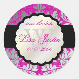 Adesivo Redondo PixDezines Barroco Damasco/cor DIY/magenta