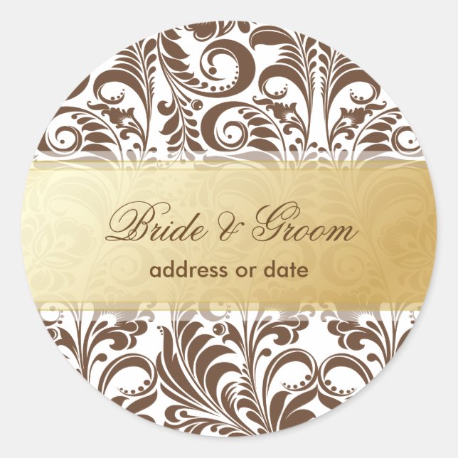 Adesivo Redondo PixDezines Bellissimo Damask (Frente)