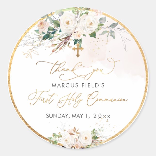 Adesivo Redondo PixDezines Cores d'água pinceladas rosas (Frente)