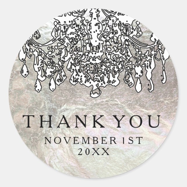 Adesivo Redondo PixDezines cristalino, candelabro/folha de prata f (Frente)