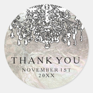 Adesivo Redondo PixDezines cristalino, candelabro/folha de prata f