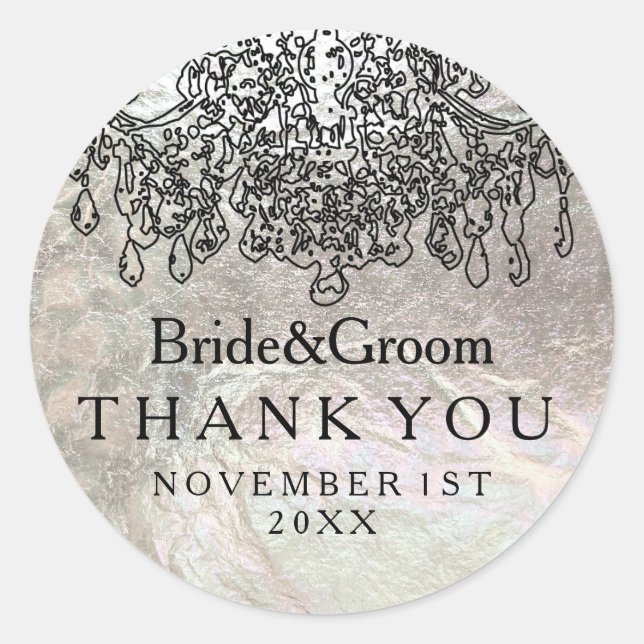 Adesivo Redondo PixDezines cristalino, candelabro/folha de prata f (Frente)