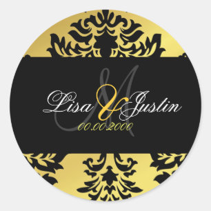 Adesivo Redondo PixDezines damasco de casamento