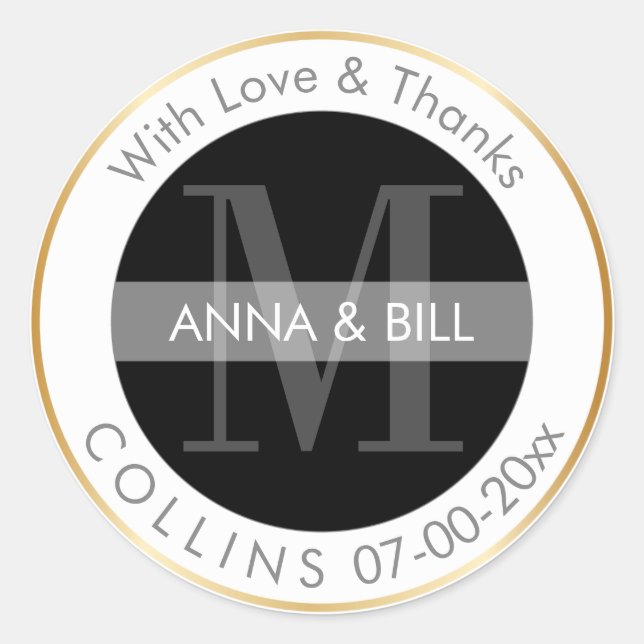 Adesivo Redondo PixDezines DIY Color/Black/Obrigado (Frente)