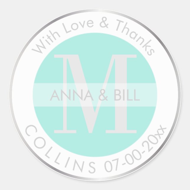 Adesivo Redondo PixDezines DIY Color/Blue/Silver/Obrigado (Frente)