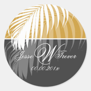 Adesivo Redondo PixDezines DIY color/White Palm Fronds