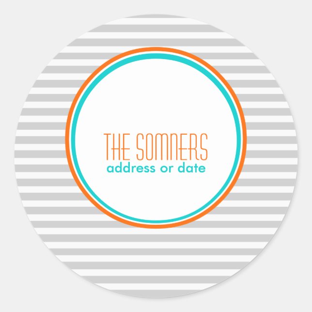 Adesivo Redondo PixDezines DIY cores, listras brancas simples (Frente)